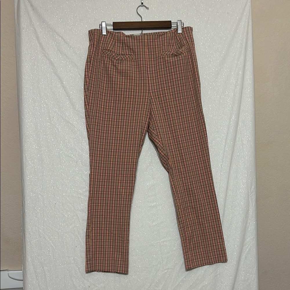 Anthropologie Plaid Pants - Red and Beige